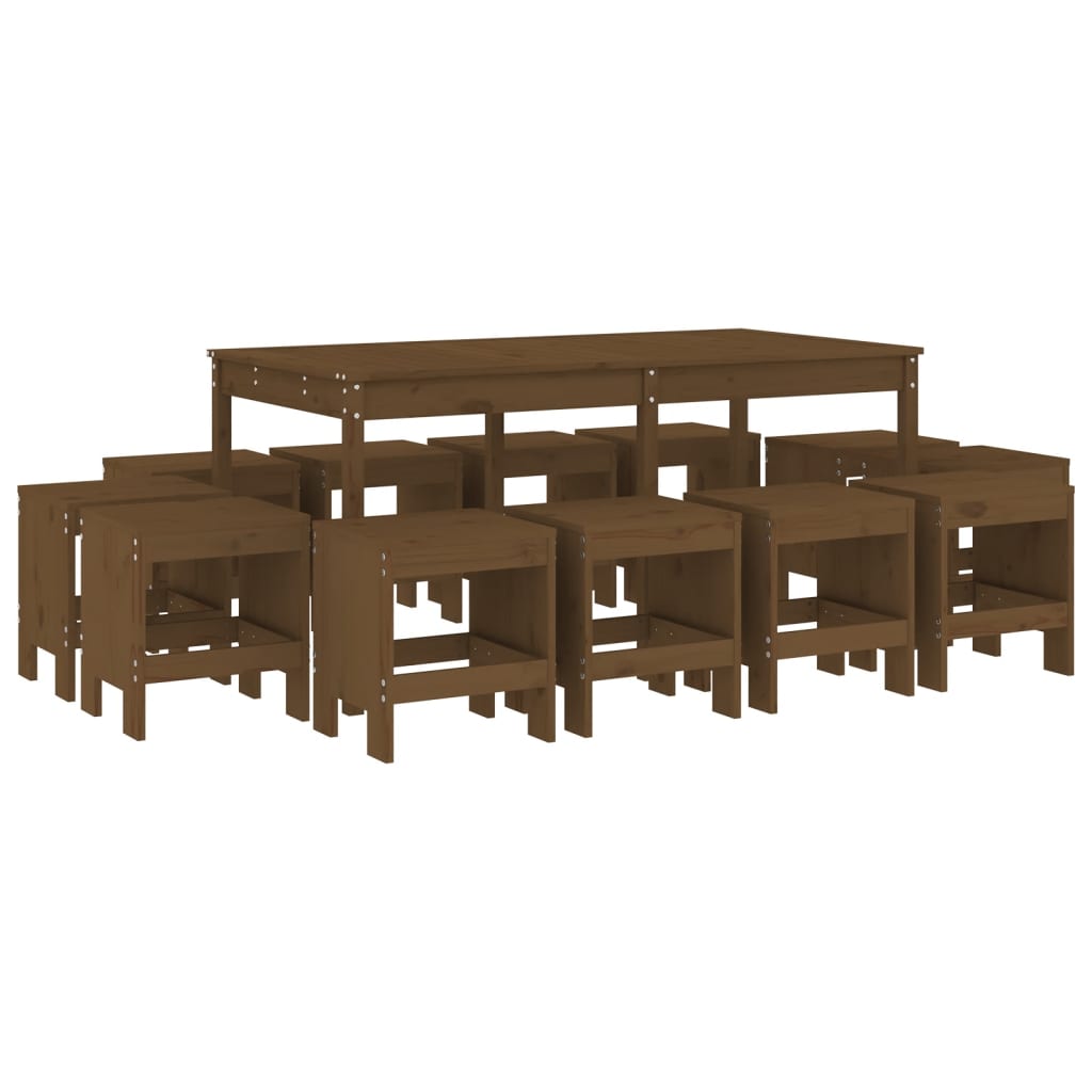 vidaXL Set mobilier de grădină, 13 piese, maro miere, lemn masiv pin vidaXL Set mobilier de grădină, 13 piese, maro miere, lemn masiv pin