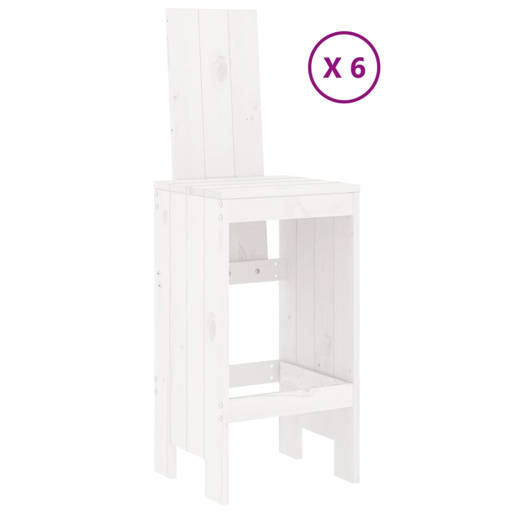 vidaXL Set bar de grădină, 7 piese, alb, lemn masiv de pin
