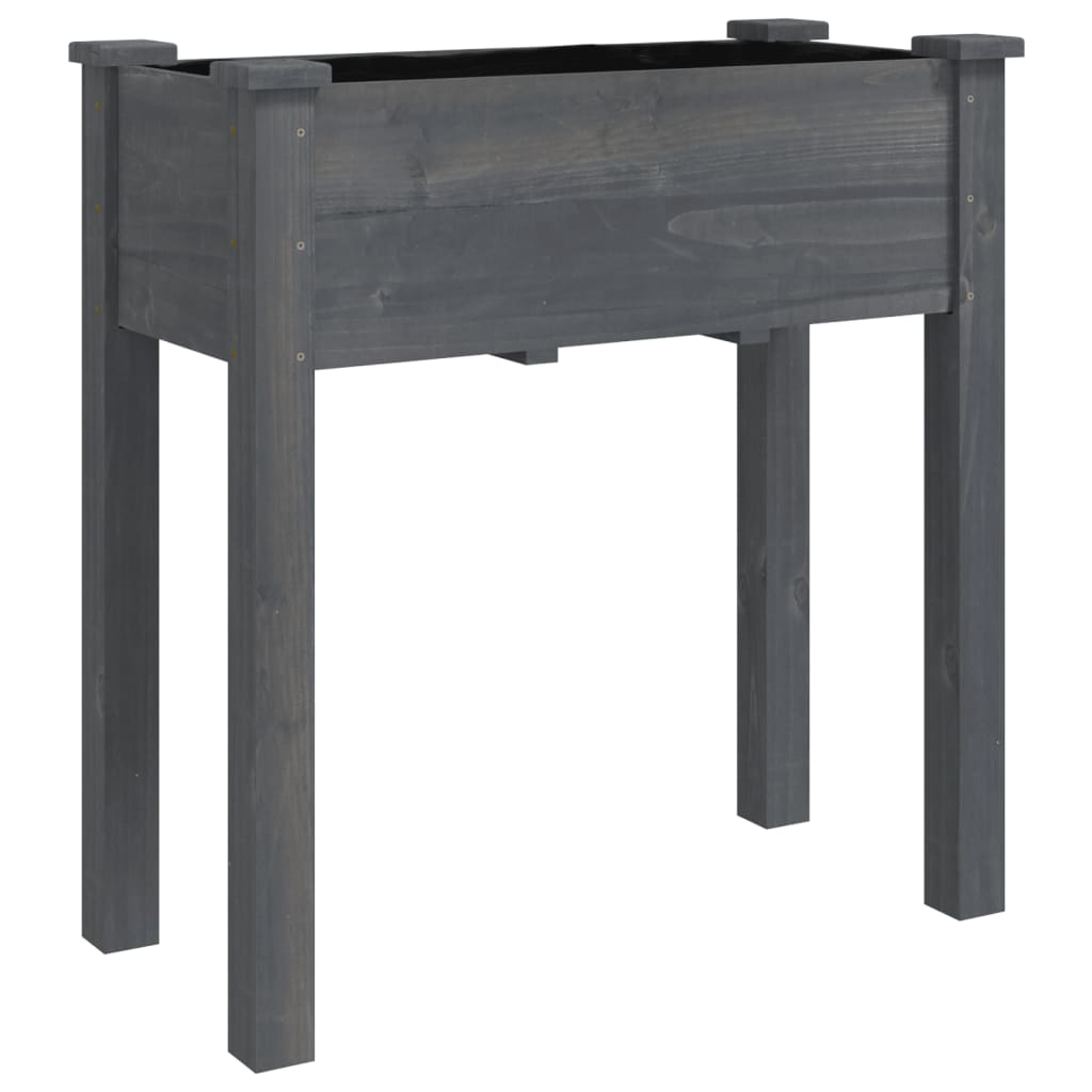 vidaXL Jardinieră pe roți cu căptușeală gri 71x37x80cm lemn masiv brad