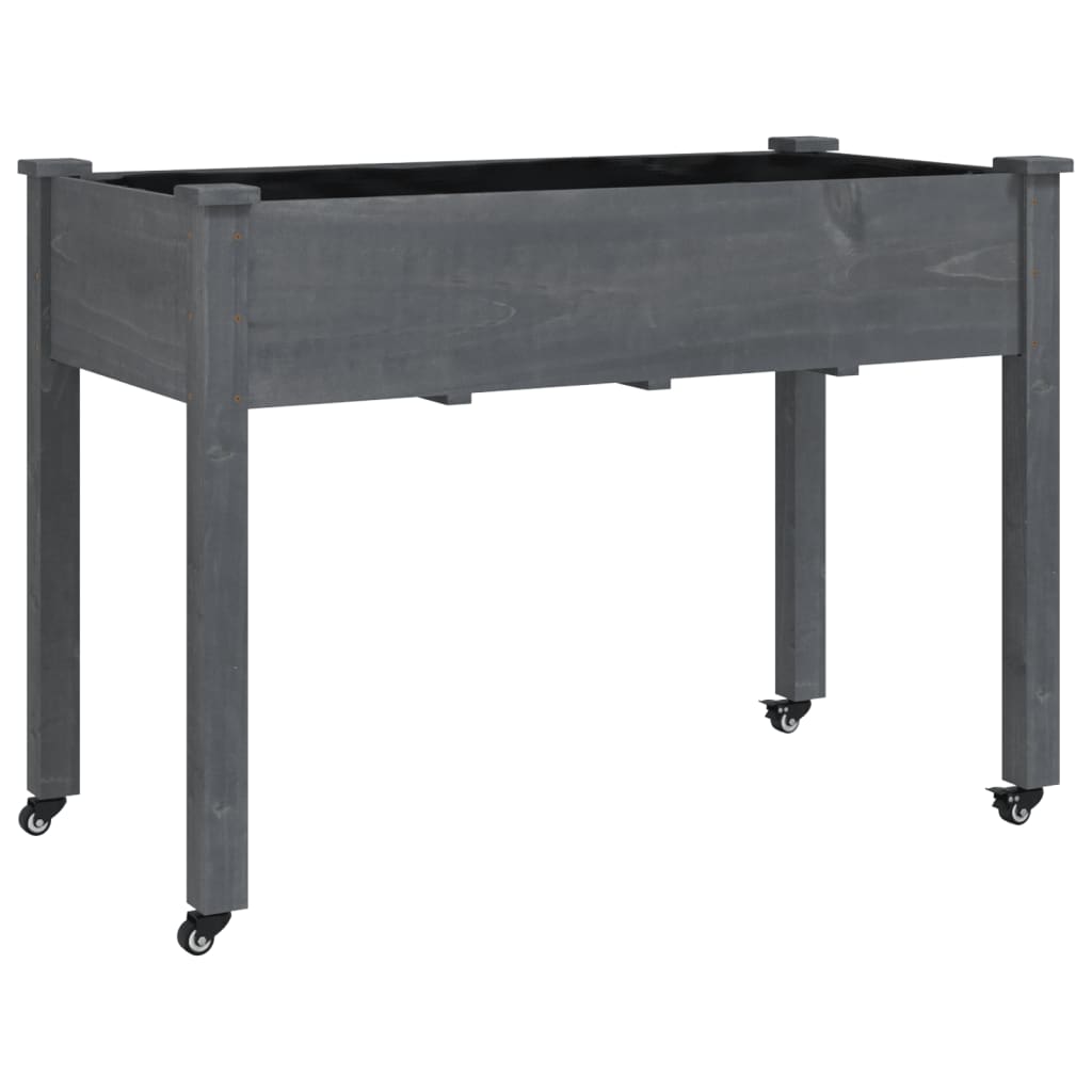 vidaXL Jardinieră pe roți cu căptușeală 118x59x80cm lemn masiv de brad vidaXL Jardinieră pe roți cu căptușeală 118x59x80cm lemn masiv de brad