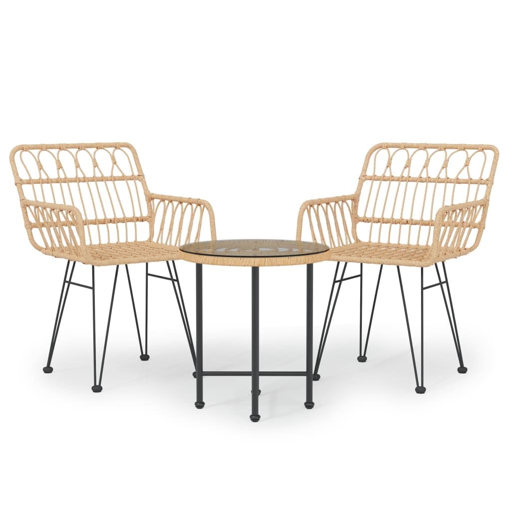 vidaXL Set mobilier de grădină, 3 piese, poliratan