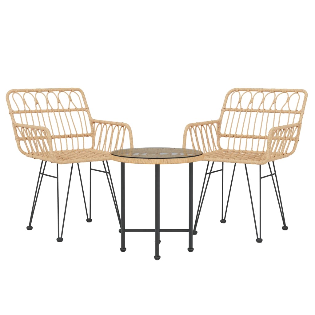 vidaXL Set mobilier de grădină, 3 piese, poliratan