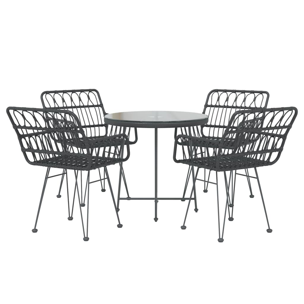 vidaXL Set mobilier de grădină, 5 piese, negru, poliratan