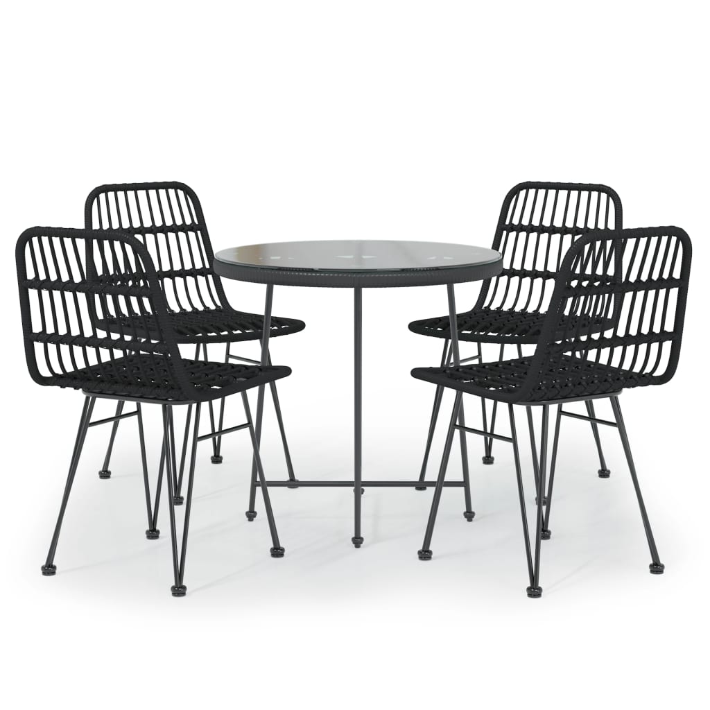 vidaXL Set mobilier de grădină, 5 piese, negru, poliratan vidaXL Set mobilier de grădină, 5 piese, negru, poliratan