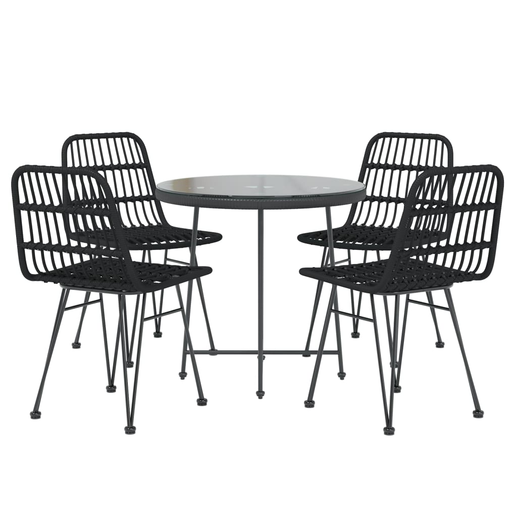 vidaXL Set mobilier de grădină, 5 piese, negru, poliratan vidaXL Set mobilier de grădină, 5 piese, negru, poliratan