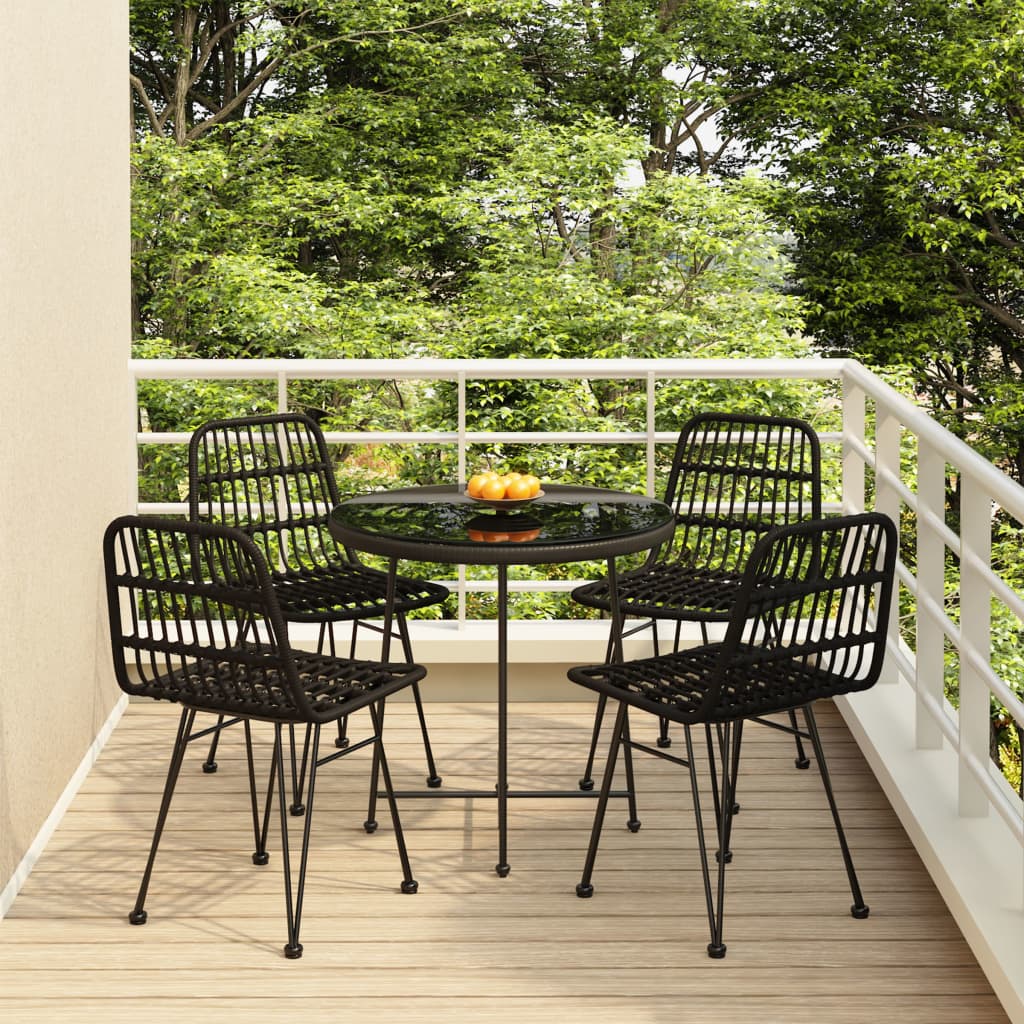 vidaXL Set mobilier de grădină, 5 piese, negru, poliratan vidaXL Set mobilier de grădină, 5 piese, negru, poliratan