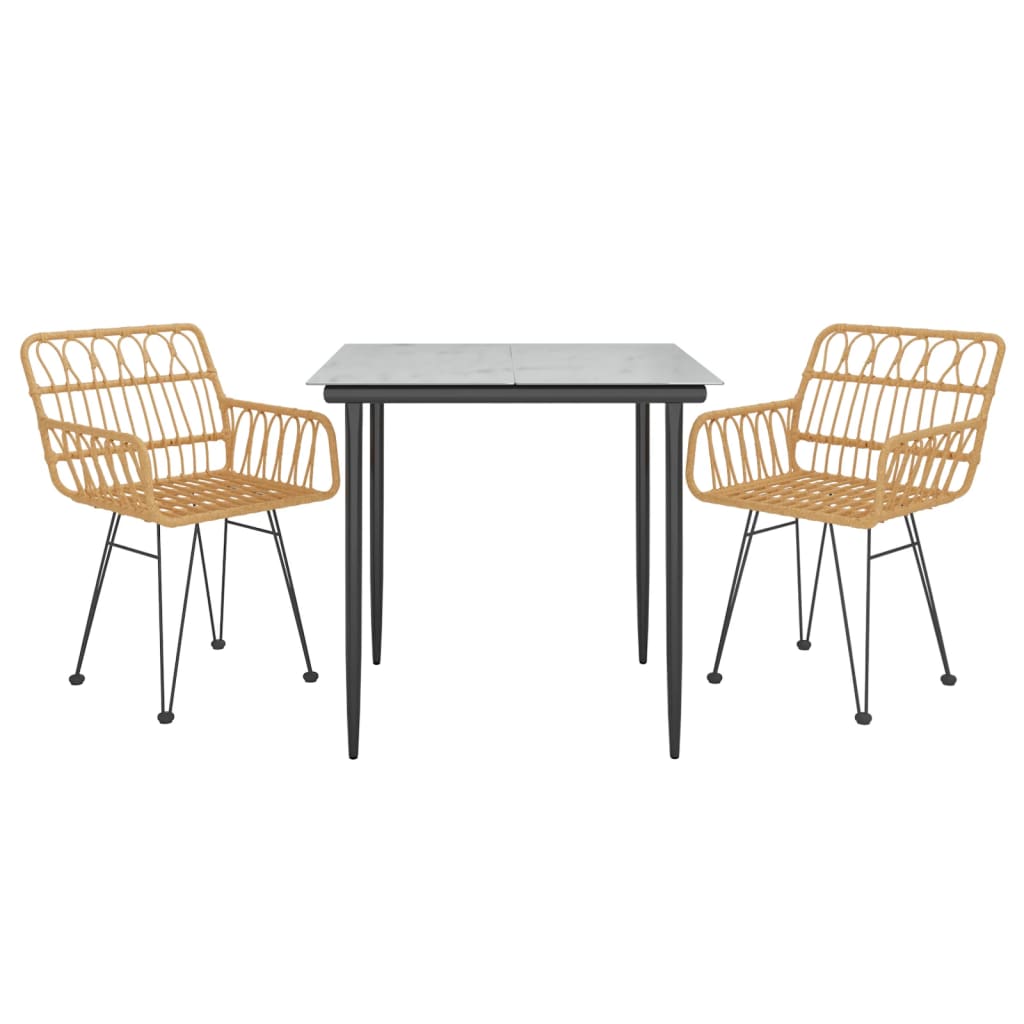 vidaXL Set mobilier de grădină, 3 piese, poliratan
