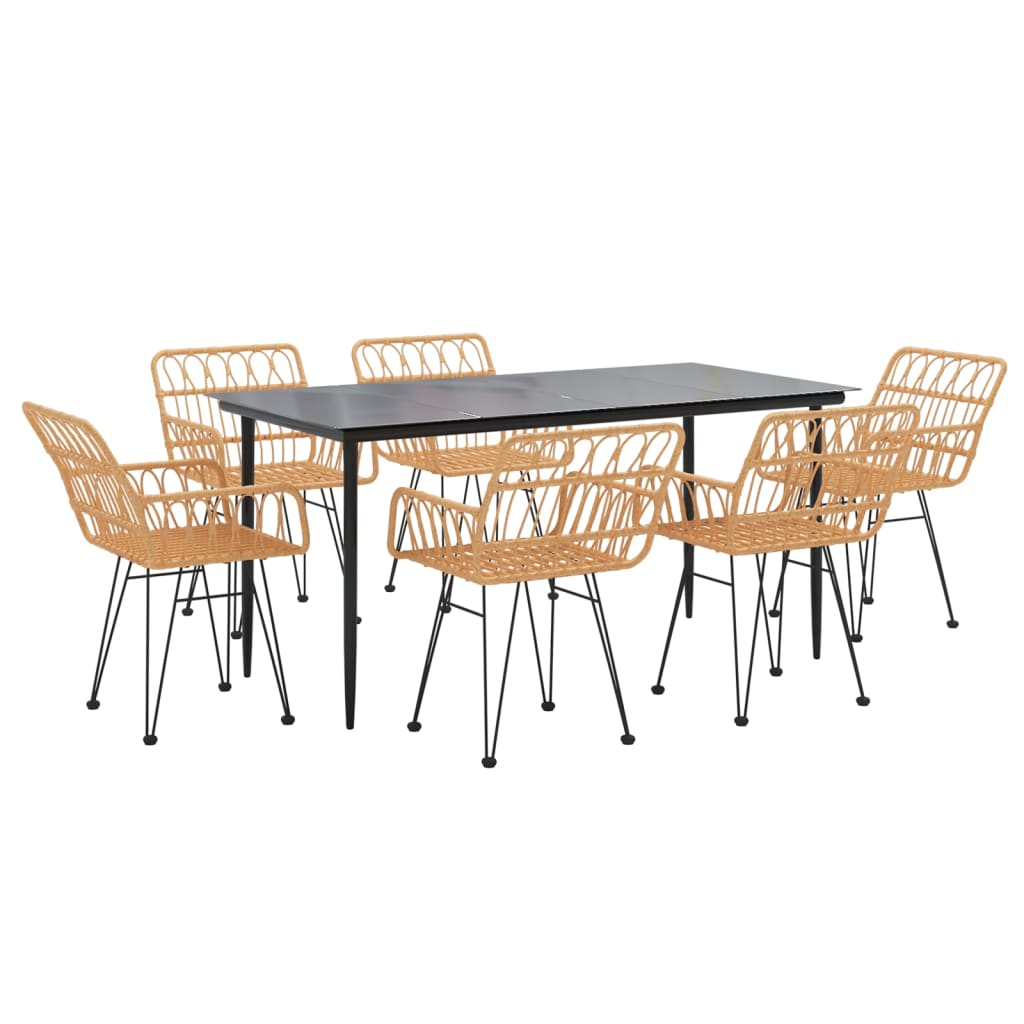 vidaXL Set mobilier de grădină, 7 piese, poliratan