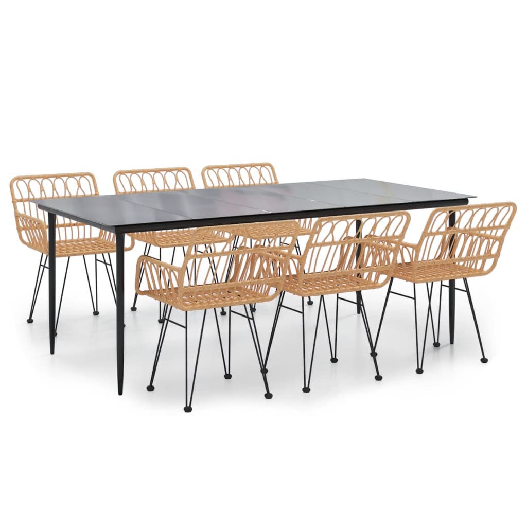 vidaXL Set mobilier de grădină, 7 piese, poliratan