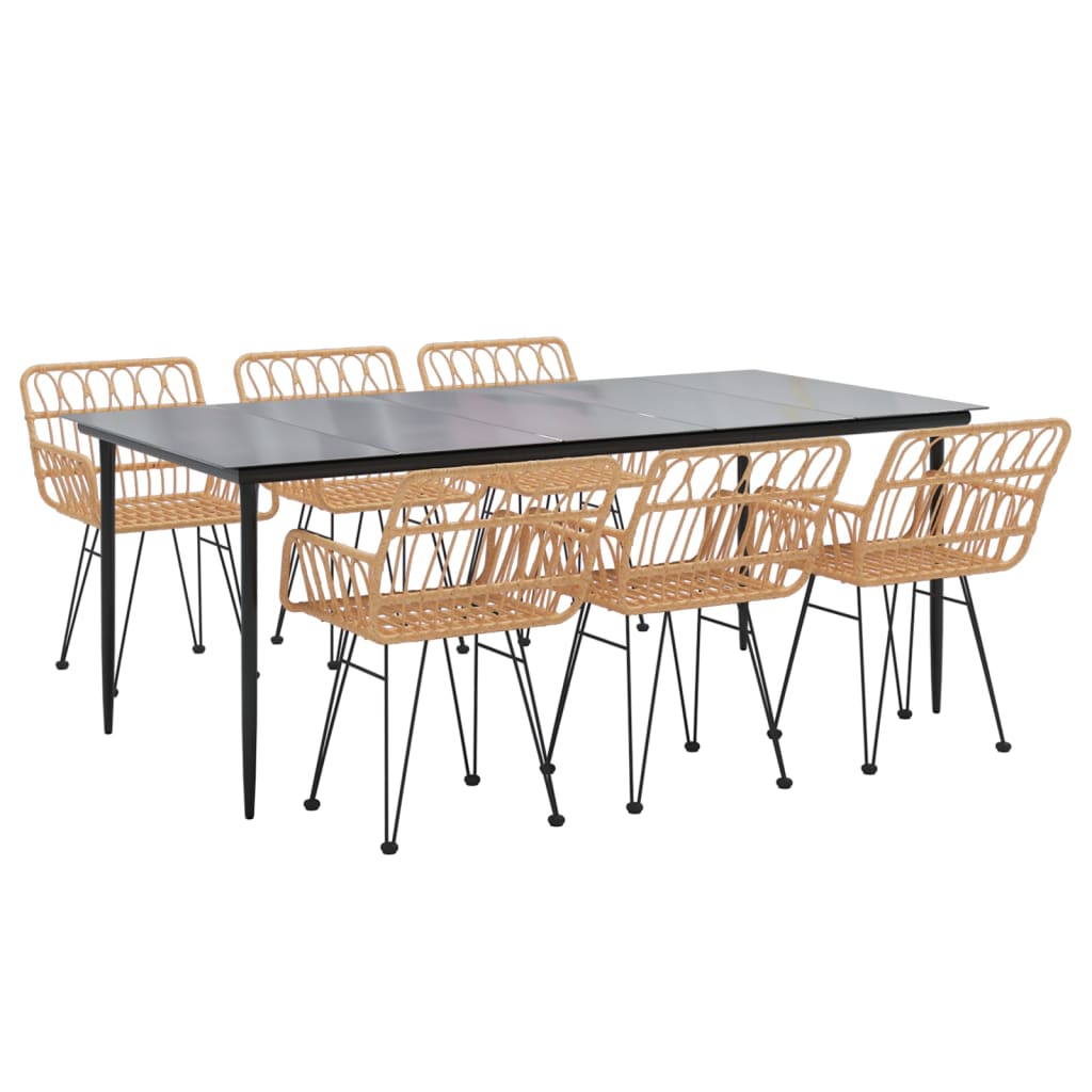 vidaXL Set mobilier de grădină, 7 piese, poliratan