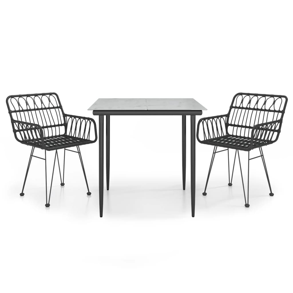 vidaXL Set mobilier de grădină, 3 piese, negru, poliratan vidaXL Set mobilier de grădină, 3 piese, negru, poliratan