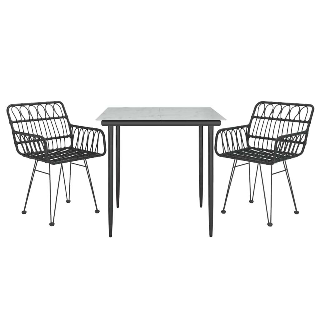 vidaXL Set mobilier de grădină, 3 piese, negru, poliratan vidaXL Set mobilier de grădină, 3 piese, negru, poliratan