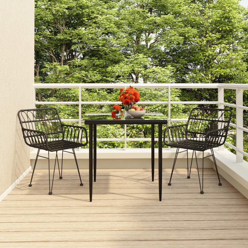 vidaXL Set mobilier de grădină, 3 piese, negru, poliratan vidaXL Set mobilier de grădină, 3 piese, negru, poliratan