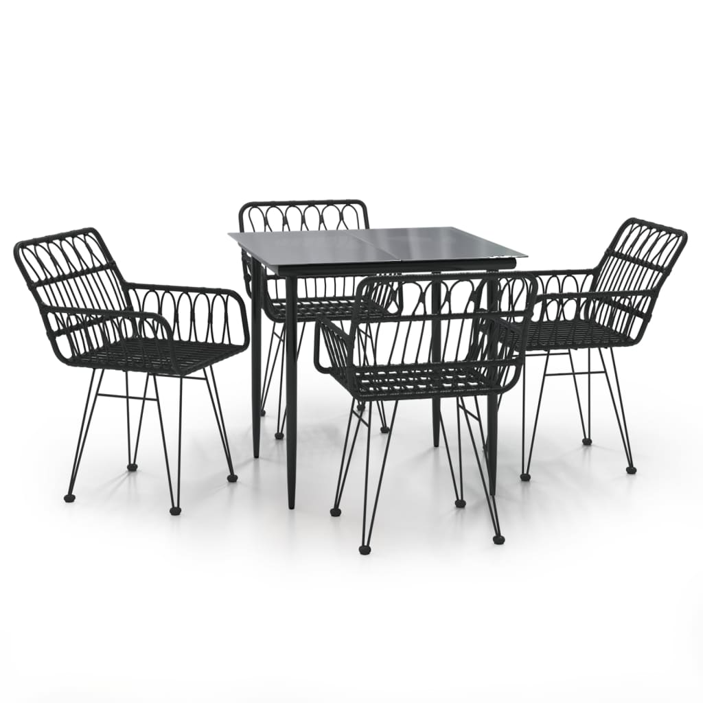 vidaXL Set mobilier de grădină, 5 piese, negru, poliratan