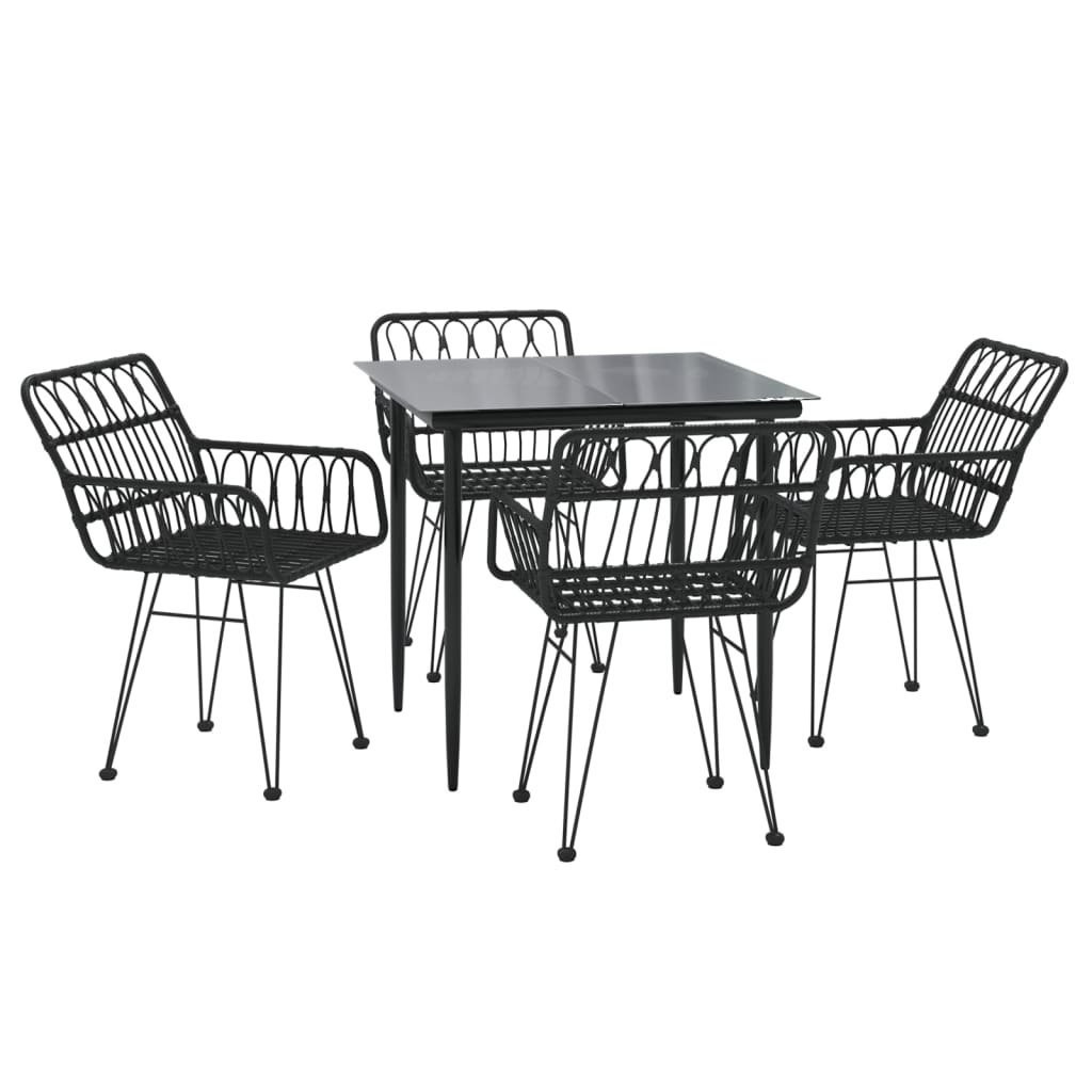 vidaXL Set mobilier de grădină, 5 piese, negru, poliratan