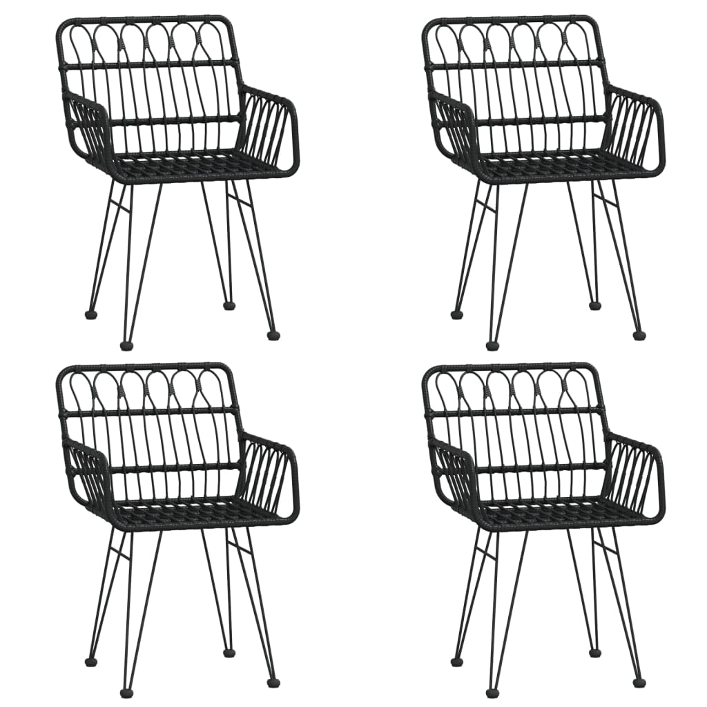 vidaXL Set mobilier de grădină, 5 piese, negru, poliratan