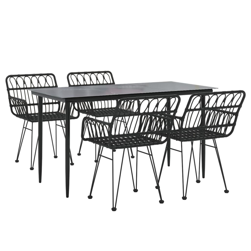 vidaXL Set mobilier de grădină, 5 piese, negru, poliratan