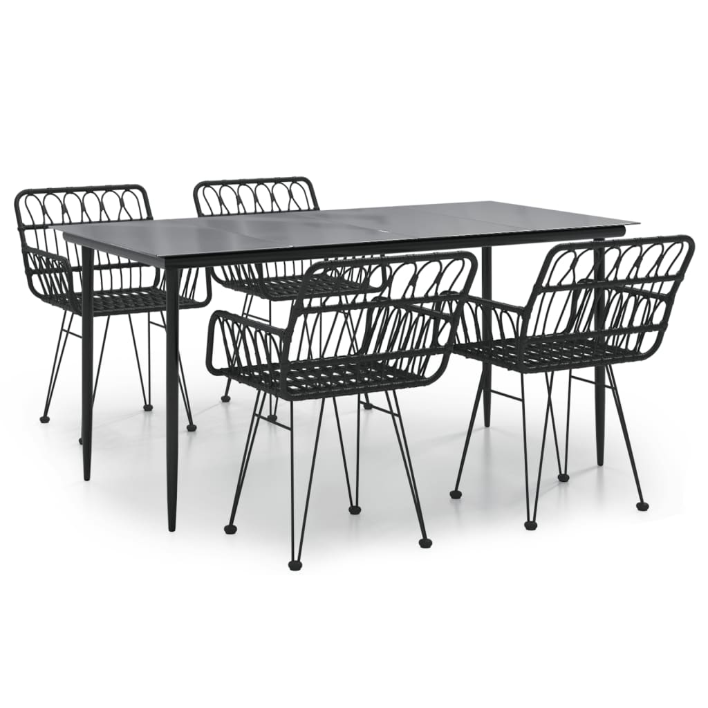 vidaXL Set mobilier de grădină, 5 piese, negru, poliratan