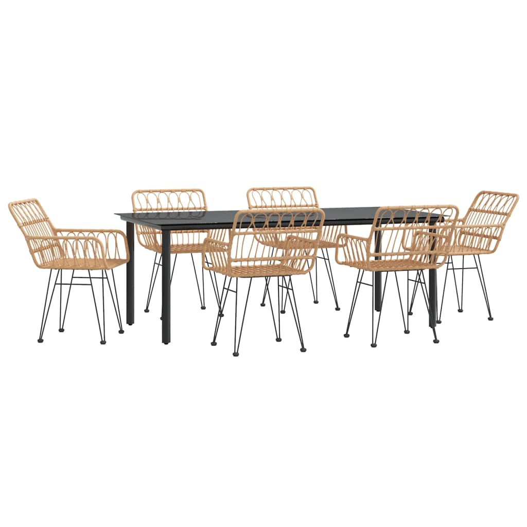 vidaXL Set mobilier de grădină, 7 piese, poliratan