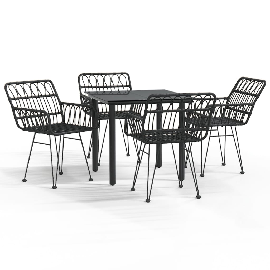 vidaXL Set mobilier de grădină, 5 piese, negru, poliratan vidaXL Set mobilier de grădină, 5 piese, negru, poliratan