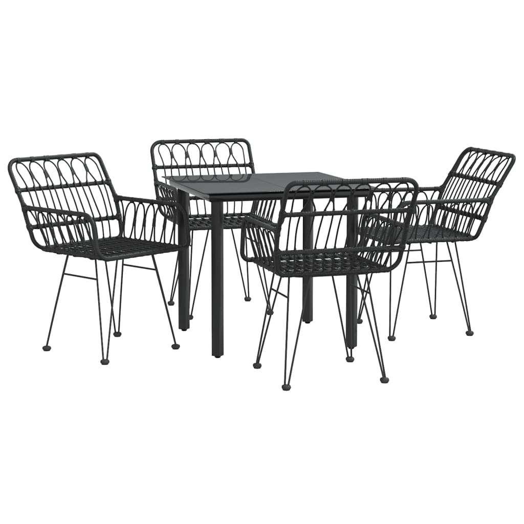 vidaXL Set mobilier de grădină, 5 piese, negru, poliratan vidaXL Set mobilier de grădină, 5 piese, negru, poliratan