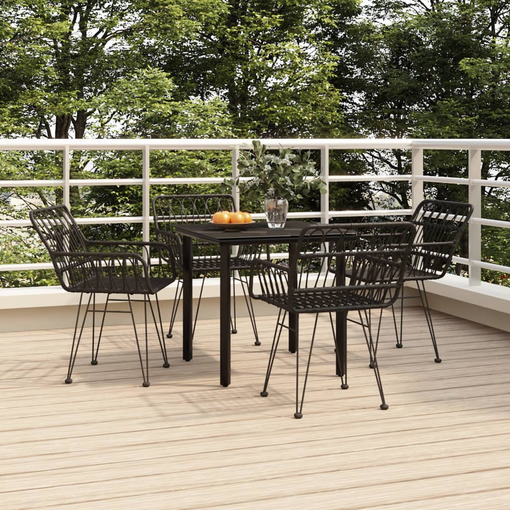 vidaXL Set mobilier de grădină, 5 piese, negru, poliratan vidaXL Set mobilier de grădină, 5 piese, negru, poliratan