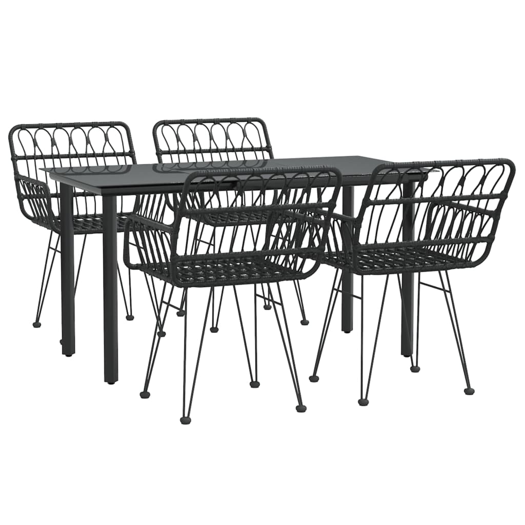 vidaXL Set mobilier de grădină, 5 piese, negru, poliratan