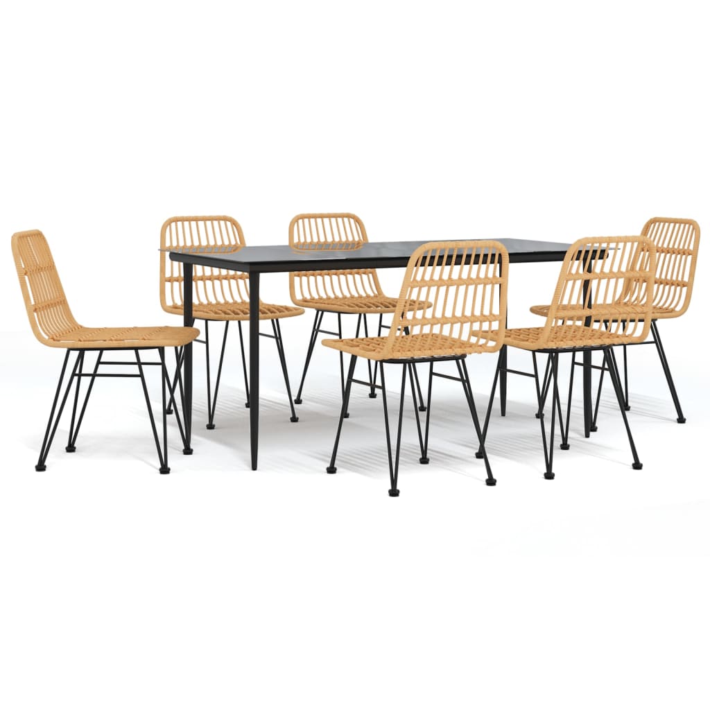 vidaXL Set mobilier de grădină, 7 piese, poliratan