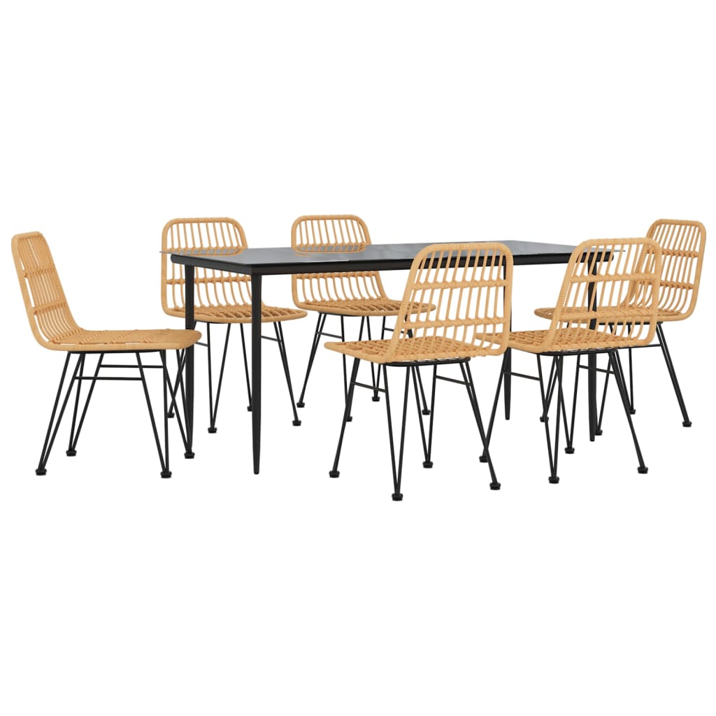 vidaXL Set mobilier de grădină, 7 piese, poliratan