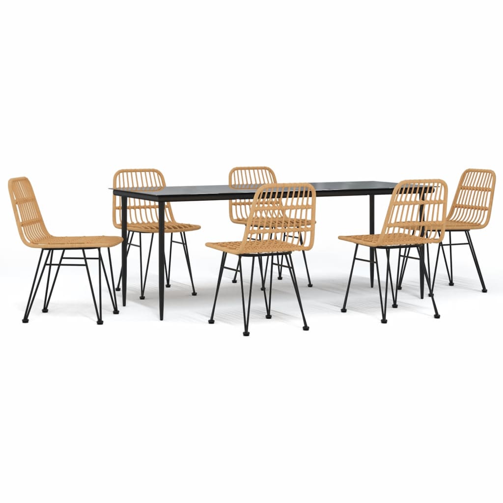 vidaXL Set mobilier de grădină, 7 piese, poliratan