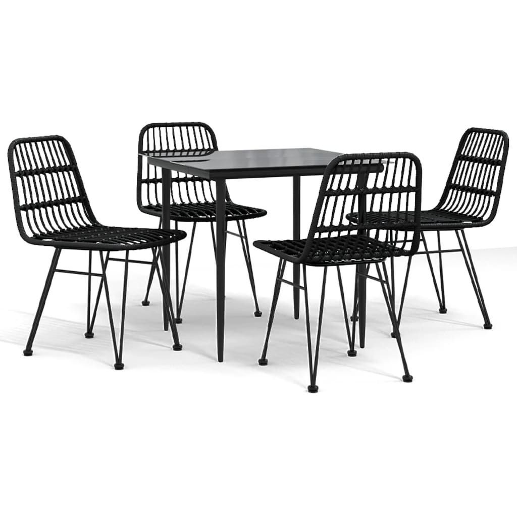 vidaXL Set mobilier de grădină, 5 piese, negru, poliratan