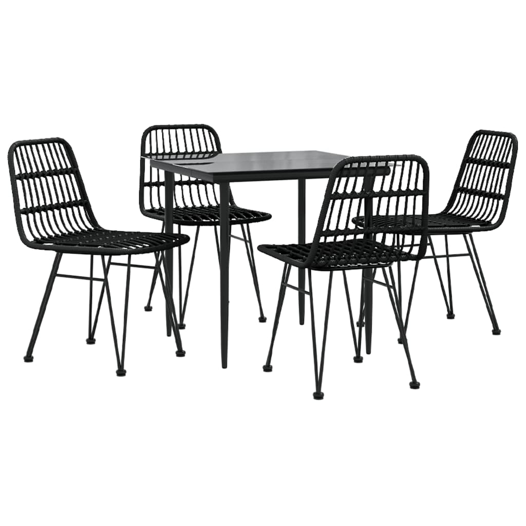 vidaXL Set mobilier de grădină, 5 piese, negru, poliratan