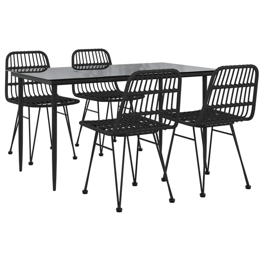 vidaXL Set mobilier de grădină, 5 piese, negru, poliratan