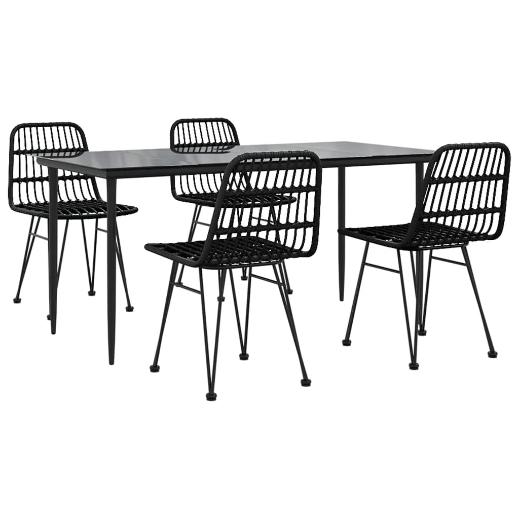 vidaXL Set mobilier de grădină, 5 piese, negru, poliratan vidaXL Set mobilier de grădină, 5 piese, negru, poliratan