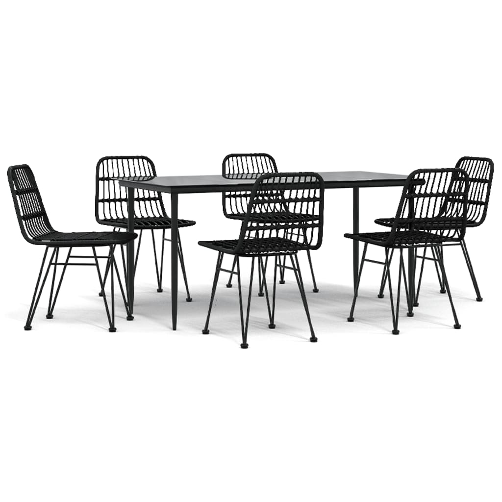 vidaXL Set mobilier de grădină, 7 piese, negru, poliratan