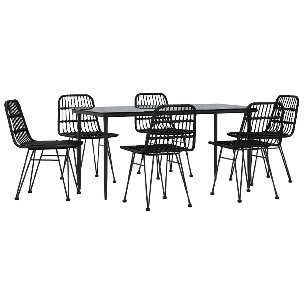 vidaXL Set mobilier de grădină, 7 piese, negru, poliratan