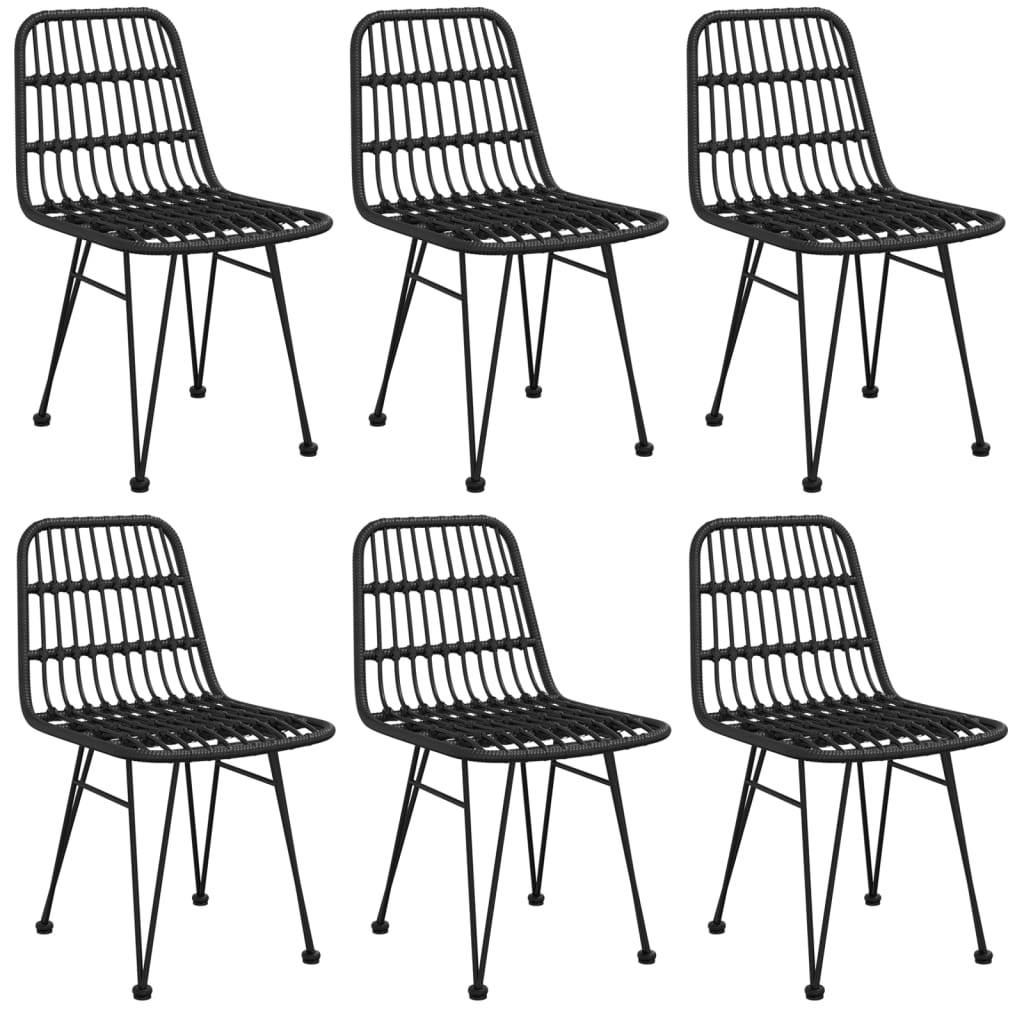 vidaXL Set mobilier de grădină, 7 piese, negru, poliratan