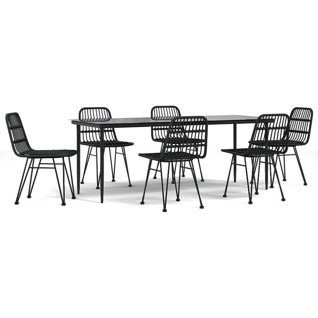 vidaXL Set mobilier de grădină, 7 piese, negru, poliratan