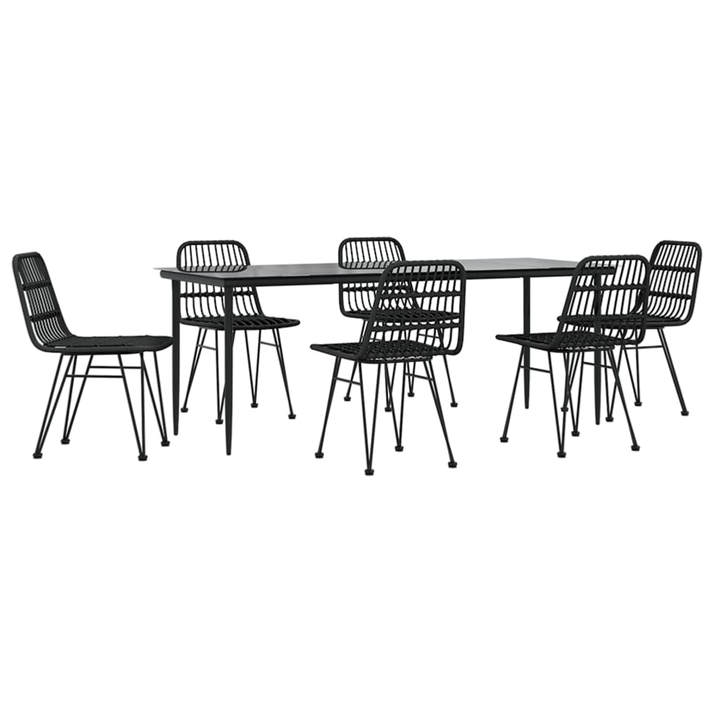 vidaXL Set mobilier de grădină, 7 piese, negru, poliratan