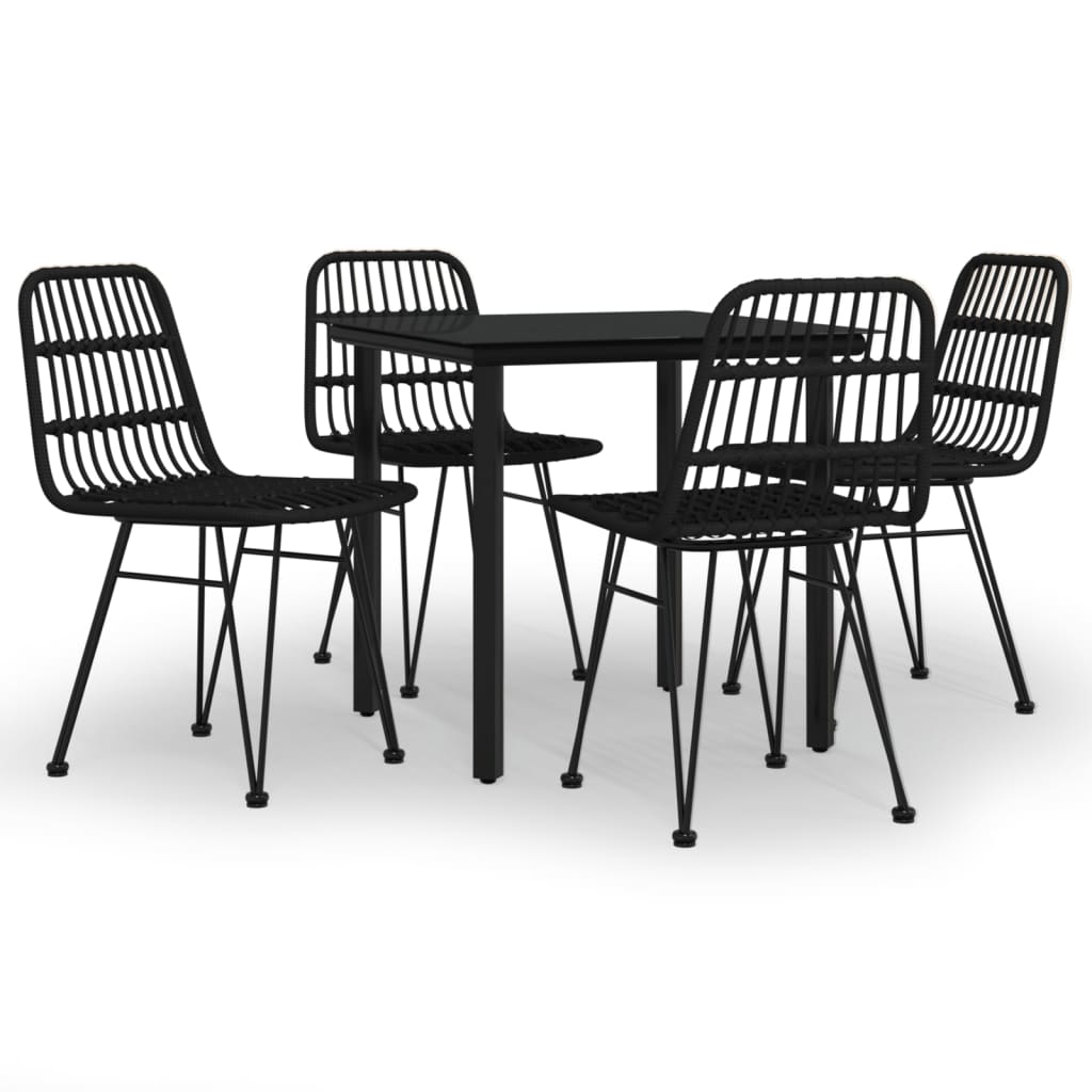 vidaXL Set mobilier de grădină, 5 piese, negru, poliratan vidaXL Set mobilier de grădină, 5 piese, negru, poliratan