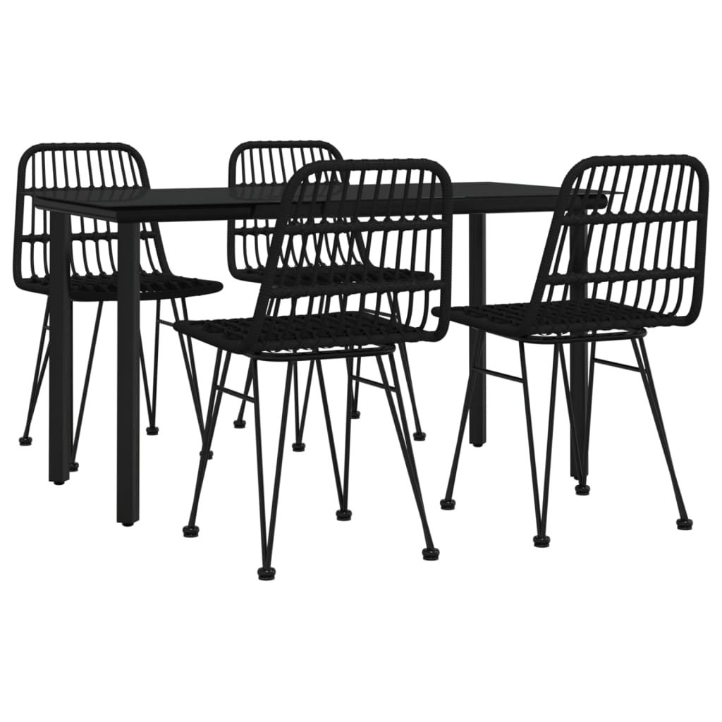 vidaXL Set mobilier de grădină, 5 piese, negru, poliratan