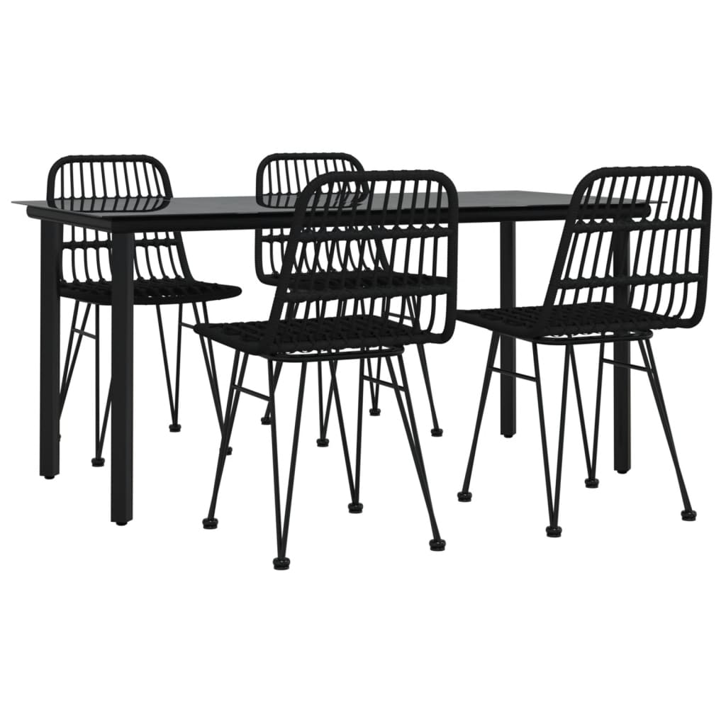 vidaXL Set mobilier de grădină, 5 piese, negru, poliratan