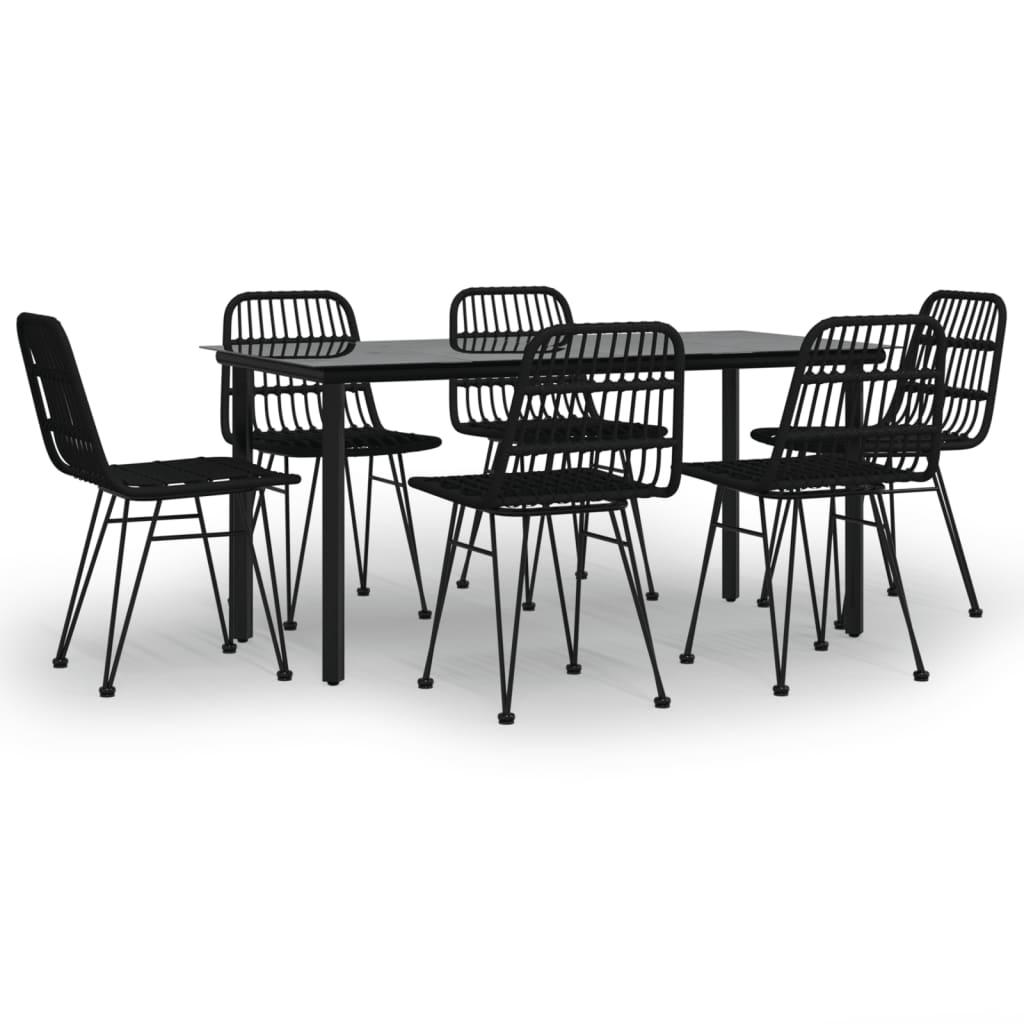 vidaXL Set mobilier de grădină, 7 piese, negru, poliratan