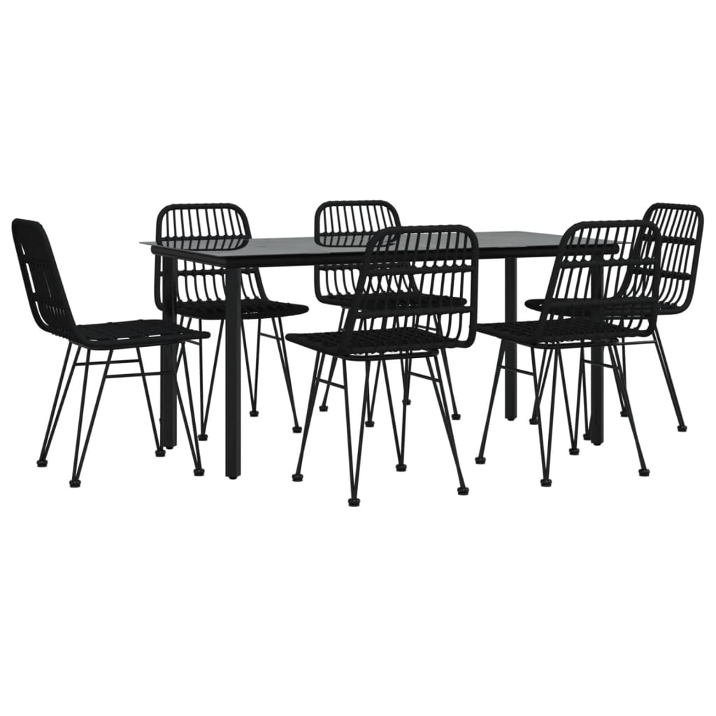 vidaXL Set mobilier de grădină, 7 piese, negru, poliratan
