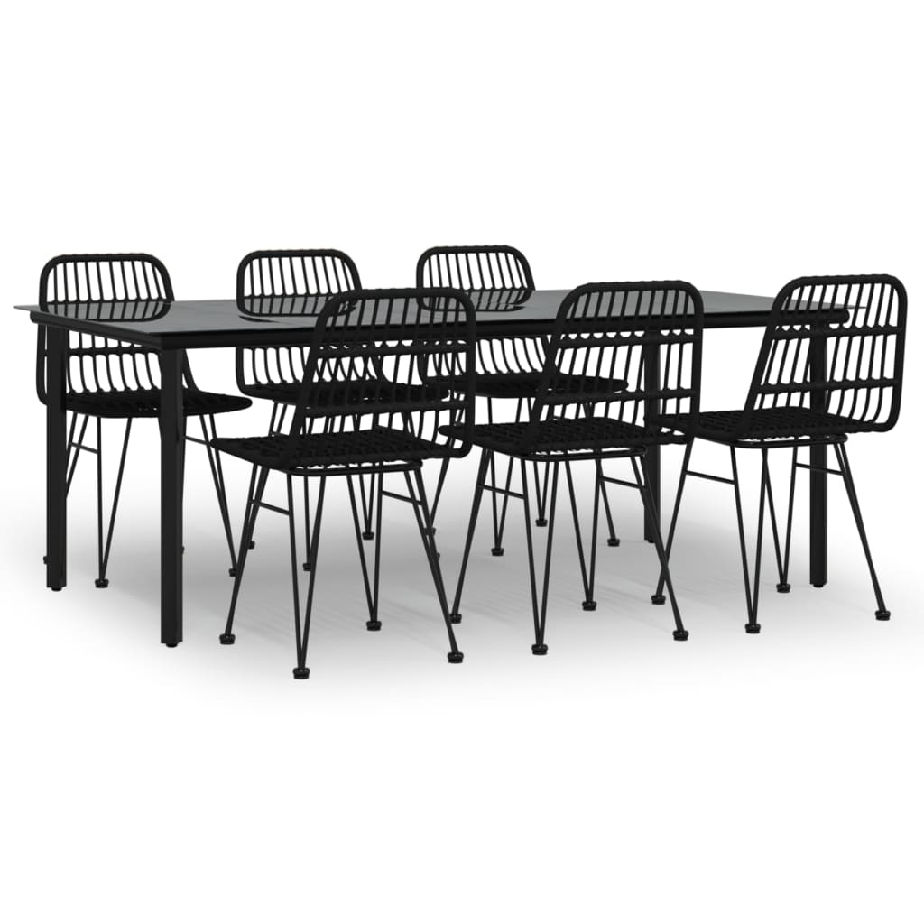 vidaXL Set mobilier de grădină, 7 piese, negru, poliratan