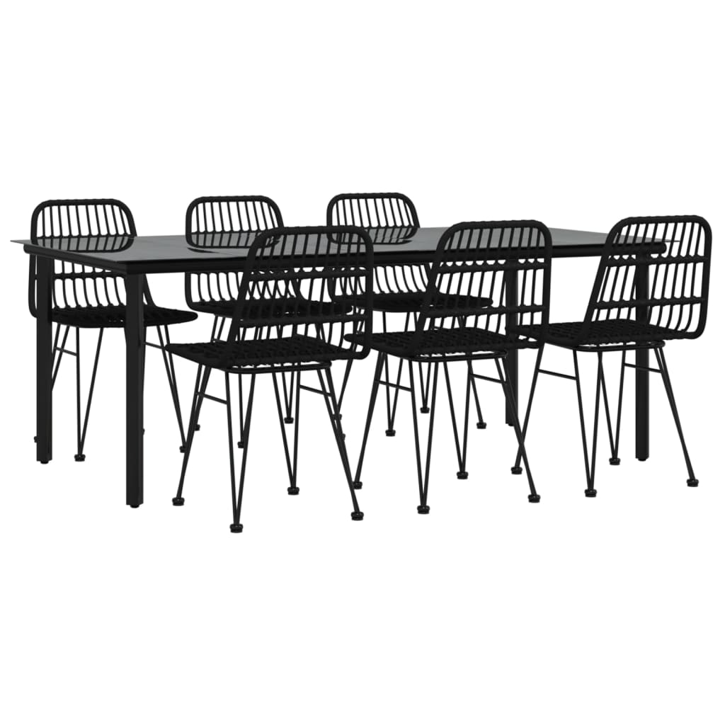 vidaXL Set mobilier de grădină, 7 piese, negru, poliratan