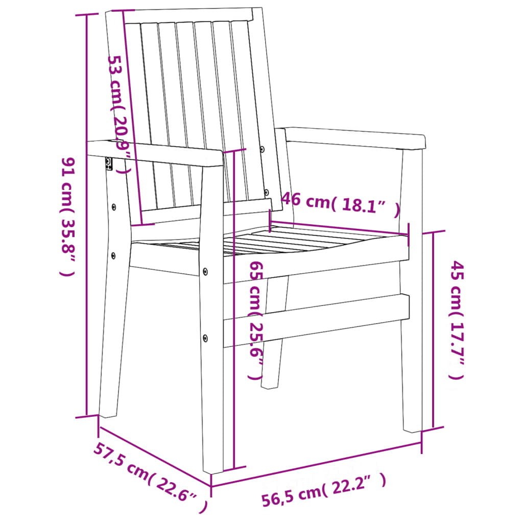 vidaXL Scaune grădină stivuibile 6 buc. 56,5x57,5x91 cm lemn masiv tec