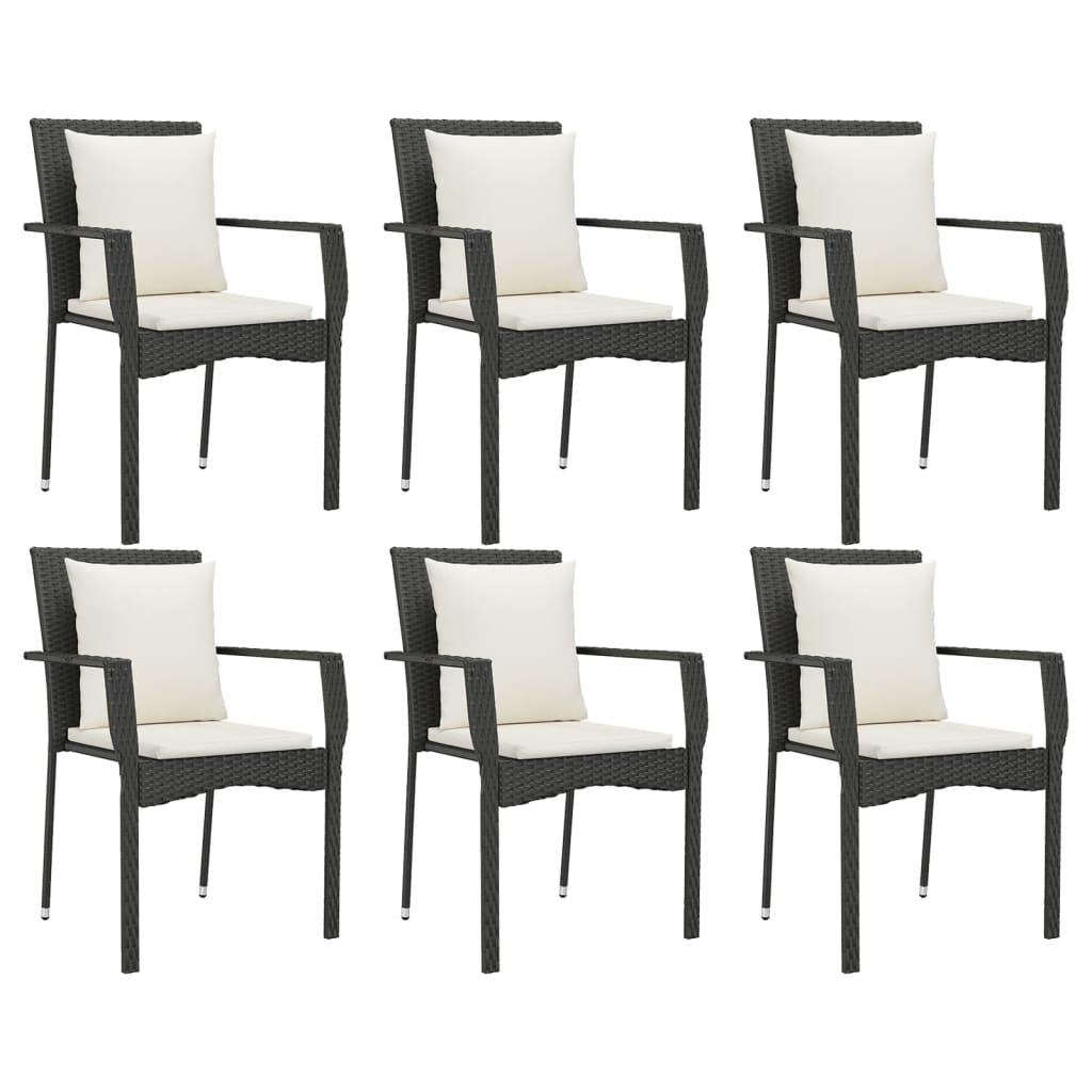 vidaXL Set mobilier de grădină cu perne, 7 piese, negru, poliratan vidaXL Set mobilier de grădină cu perne, 7 piese, negru, poliratan