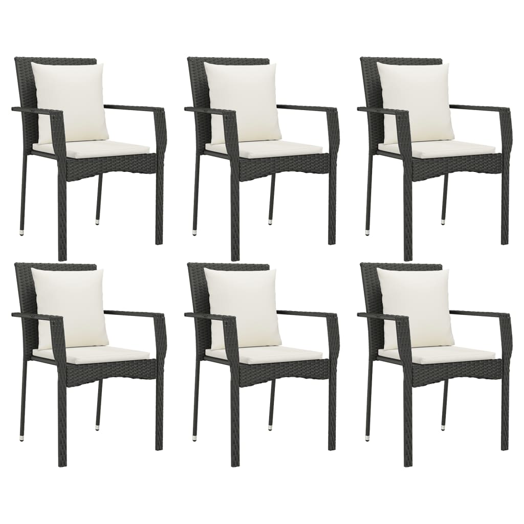 vidaXL Set mobilier de grădină cu perne, 7 piese, negru, poliratan vidaXL Set mobilier de grădină cu perne, 7 piese, negru, poliratan