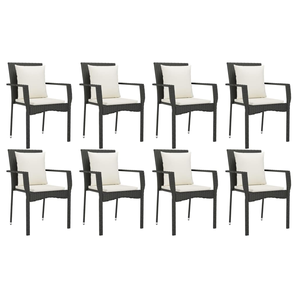 vidaXL Set mobilier de grădină cu perne, 9 piese, negru, poliratan vidaXL Set mobilier de grădină cu perne, 9 piese, negru, poliratan
